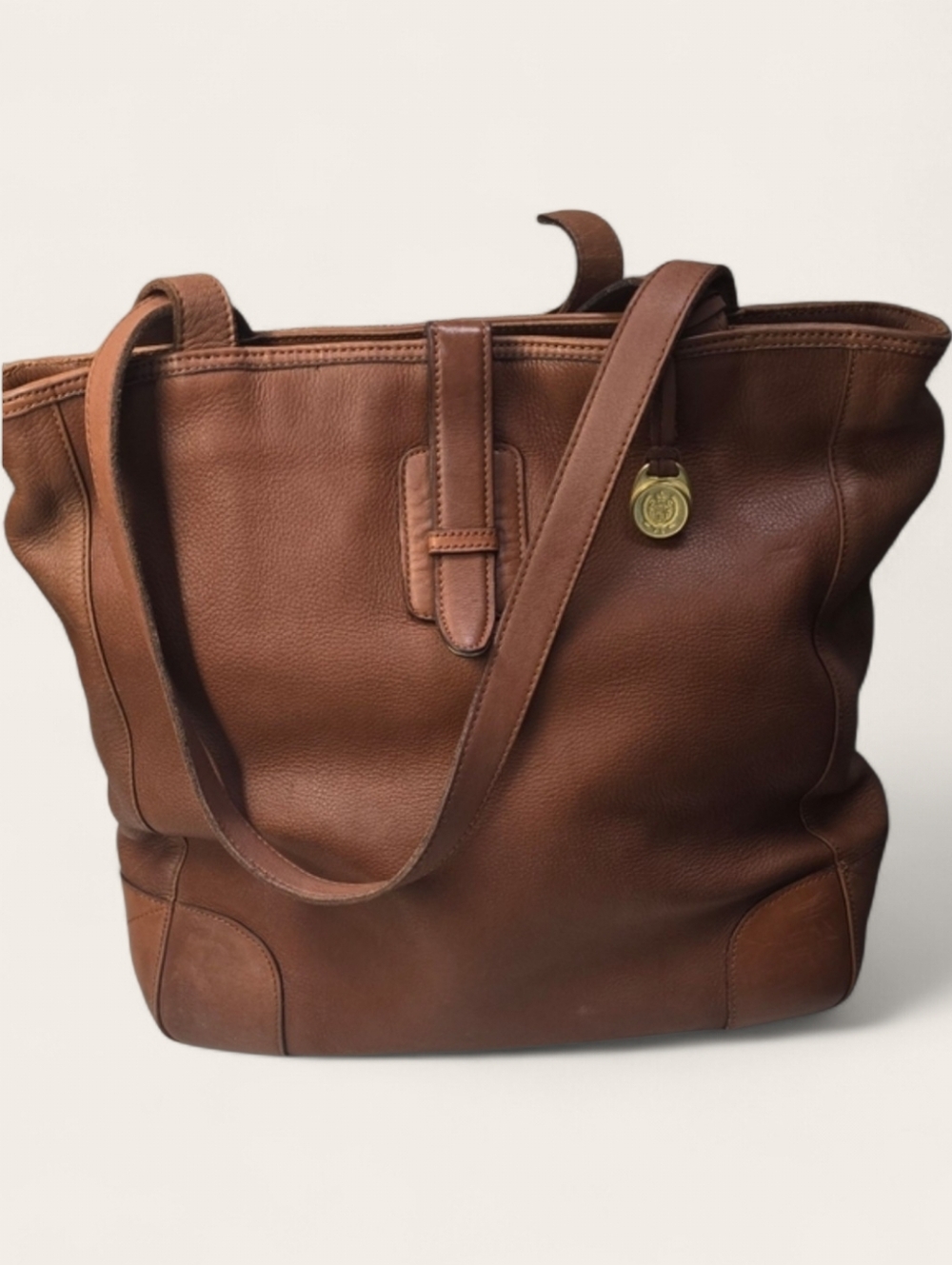 Liz Claiborne Vintage Brown Leather Tote Bag Messenger